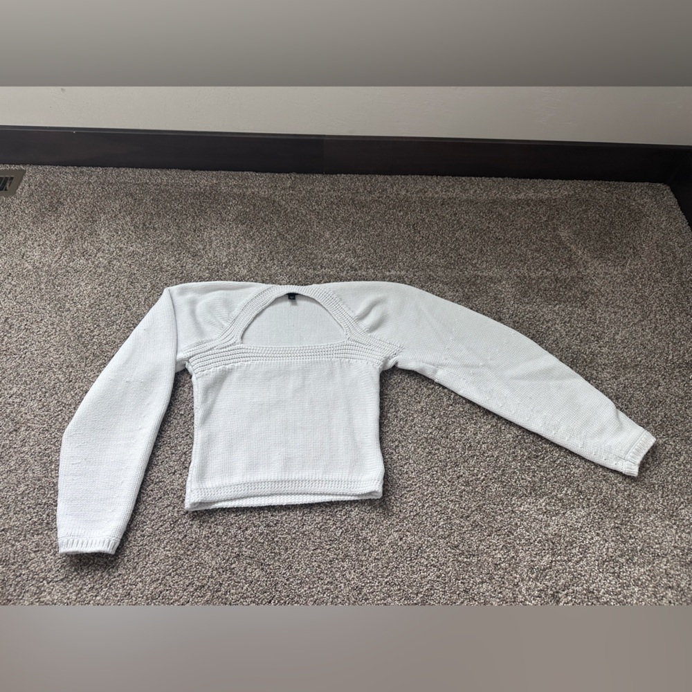 Express White Crop Knit Sweater - Size Small